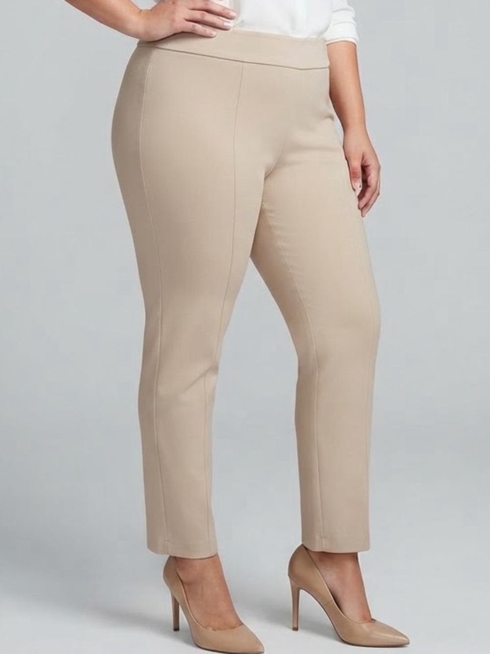 ANNE KLEIN Cream Cropped Pull On Pants XXL